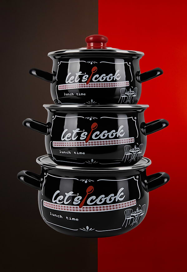 Фото - Кастрюля Gusto GT-T-124-LCB Давайте готовить черная 24 см 5.7 л