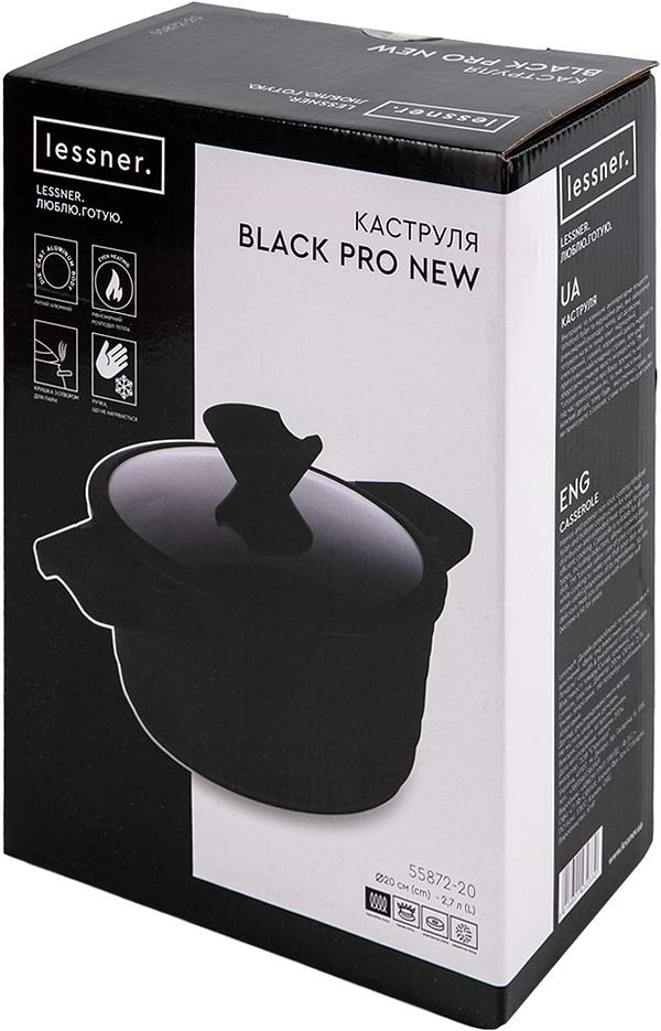 Фото - Кастрюля Lessner Black Pro New 20 см 2.7 л (55872-20)
