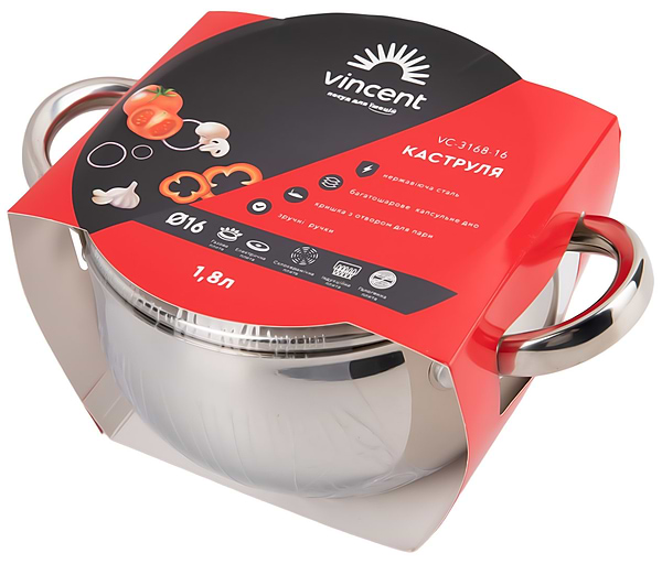 Фото - Каструля Vincent 16 см 2.2 л (VC-3168-16)