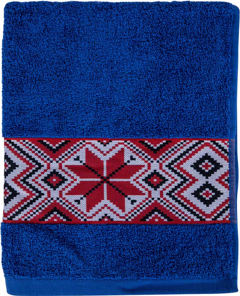 Фото - Рушник для обличчя GM Textile махровий синій Єдність 50х90