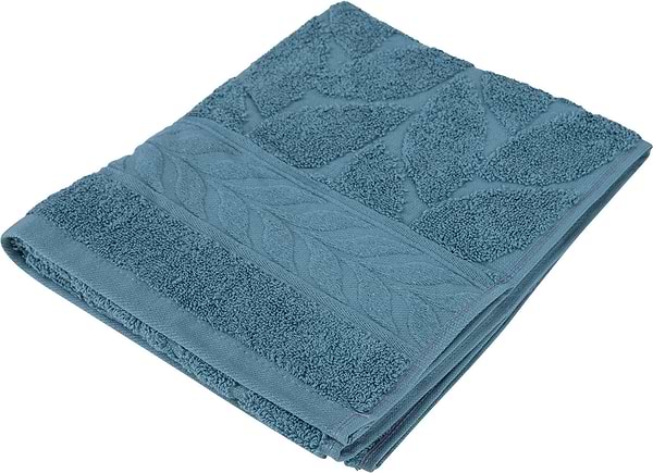 Фото - Рушник для обличчя GM Textile блакитний листочок махровий 50х90