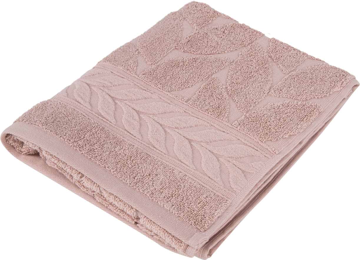 Рушник для обличчя GM Textile рожевий листочок махровий 50х90 - Фото 1