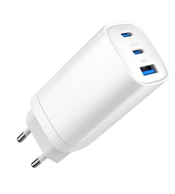 Фото - Мережевий зарядний пристрій Gembird USB-A+2 Type-C PD18W + QC3.0 27W (TA-UC-PDQC65-01-W)