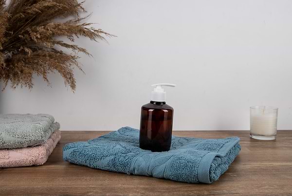Фото - Рушник для обличчя GM Textile блакитний листочок махровий 50х90