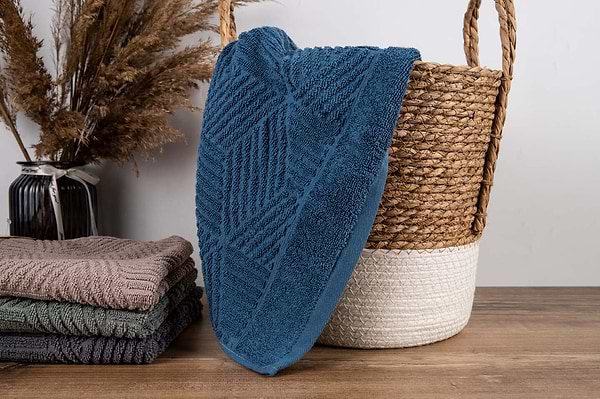 Фото - Рушник для обличчя GM Textile Уельс синій махровий 50х90