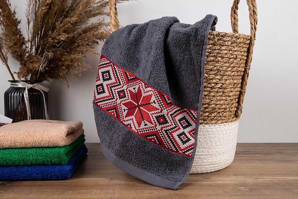 Фото - Рушник для обличчя GM Textile махровий сірий Єдність 50х90