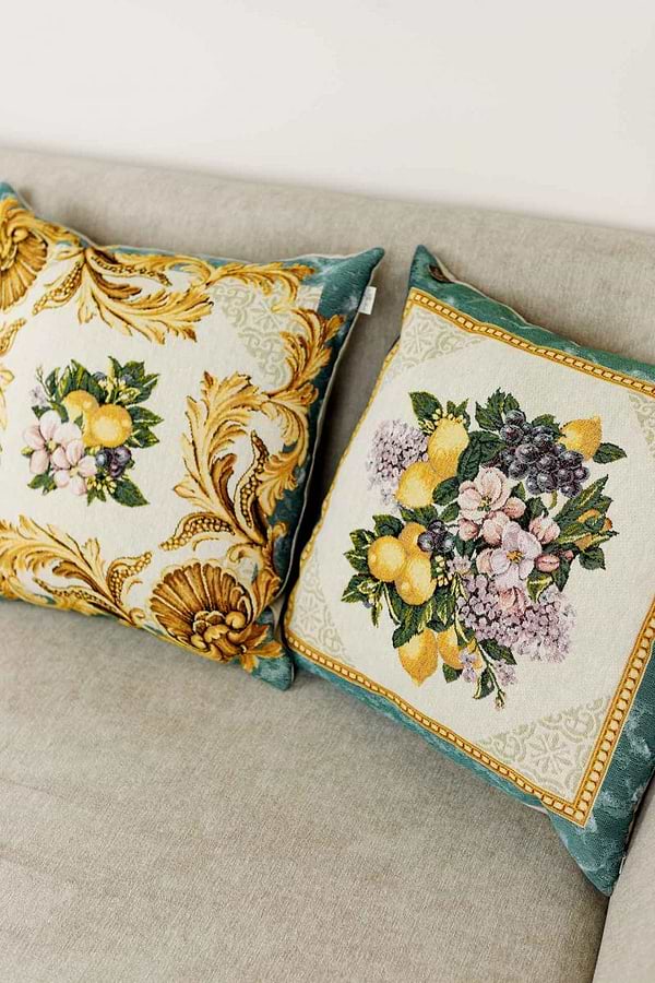 Фото - Подушка декоративная Прованс Verna Фрукты с вензелями 45х45 см (030037)