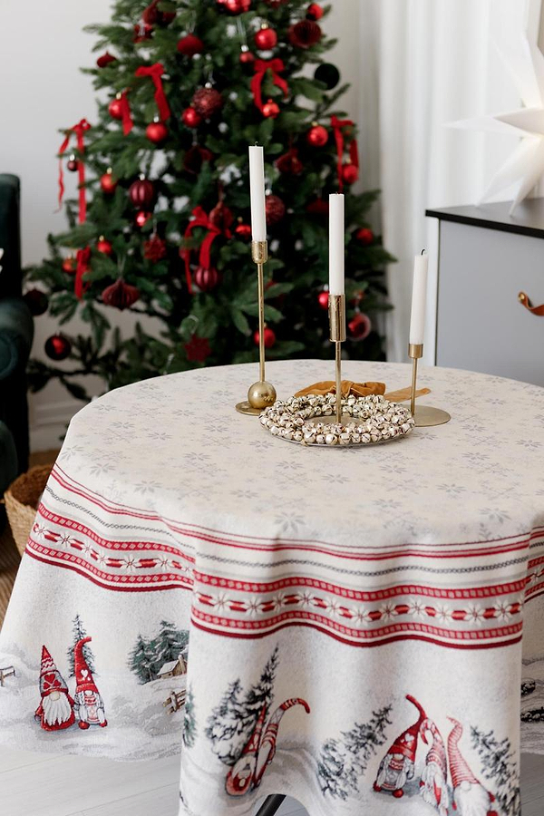 Фото - Скатертина кругла Прованс новогодня Snowfall D180 см (041705)