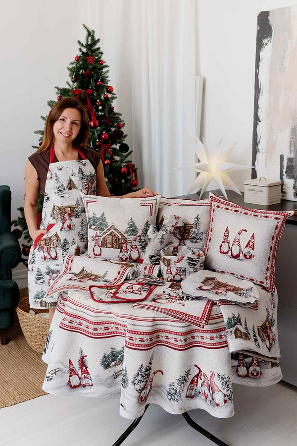 Фото - Скатертина кругла Прованс новогодня Snowfall D180 см (041705)