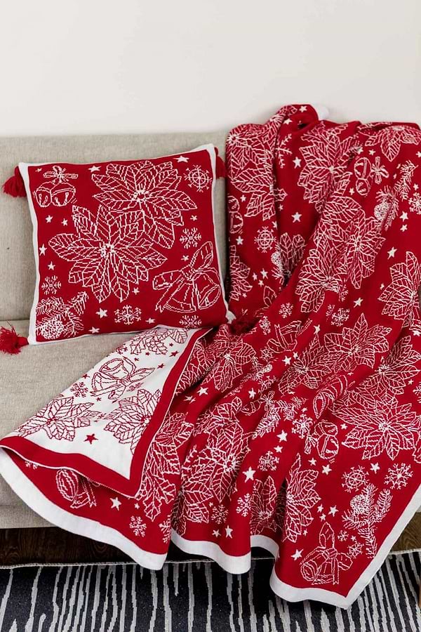 Фото - Плед односпальний Прованс Різдвяник червоний 90х130 (029801)