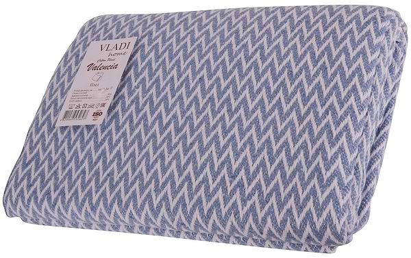 Фото - Плед полуторный Vladi Валенсия Antonio бело-голубой 140х200