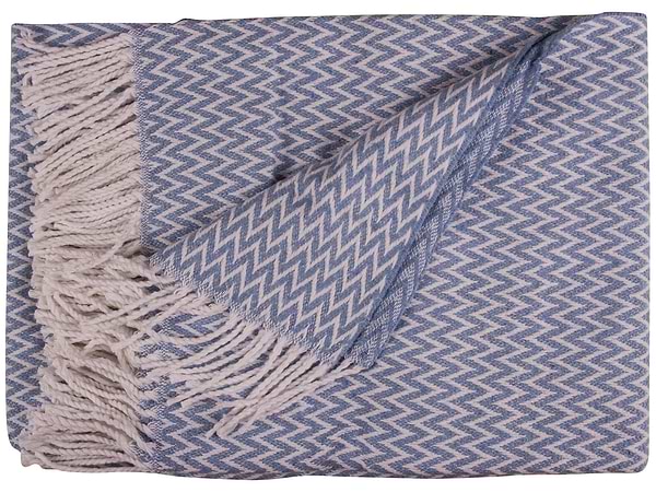 Фото - Плед полуторный Vladi Валенсия Antonio бело-голубой 140х200