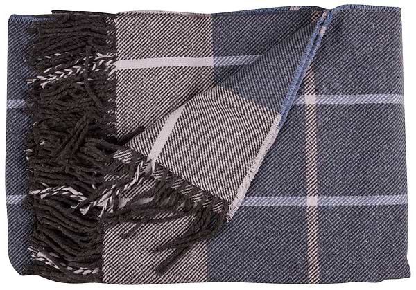 Фото - Плед полуторный Vladi Валенсия Harry бел-дым-серо-голубой 140х200