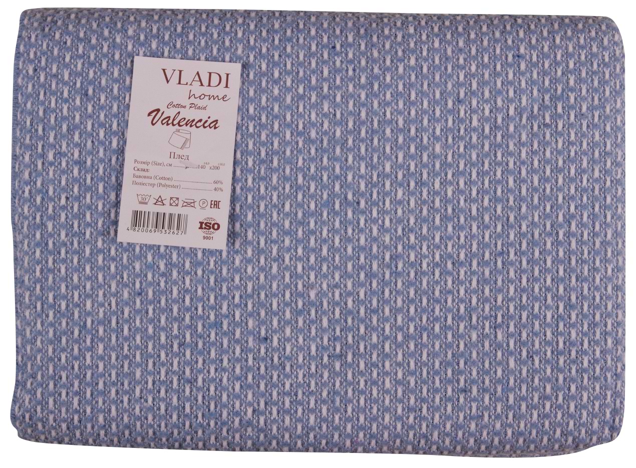 Плед полуторный Vladi Валенсия Boucle бело-голубой 140х200 - Фото 1