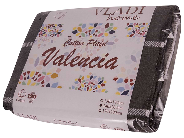 Фото - Плед полуторный Vladi Валенсия Harry бел-дым-дым 140х200