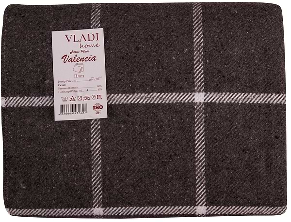 Фото - Плед полуторный Vladi Валенсия Harry бел-дым-дым 140х200