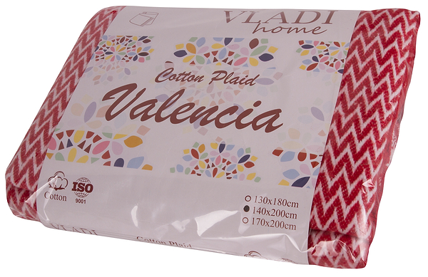 Фото - Плед полуторный Vladi Валенсия Antonio бело-красный 140х200.