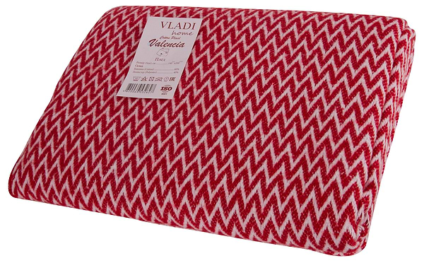 Фото - Плед полуторный Vladi Валенсия Antonio бело-красный 140х200.
