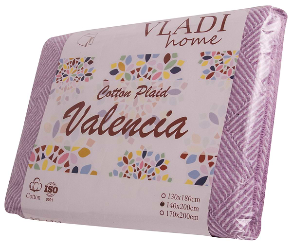 Фото - Плед полуторний Vladi Валенсія Parquet біл-гліцин 140х200