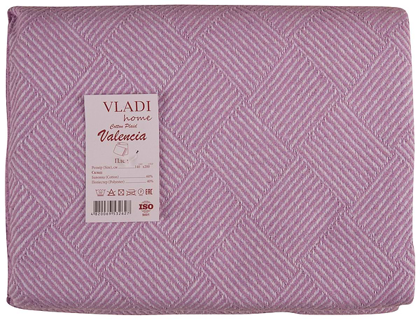 Фото - Плед полуторний Vladi Валенсія Parquet біл-гліцин 140х200