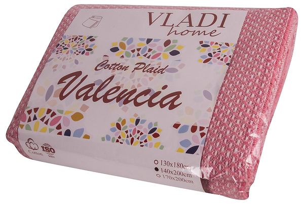 Фото - Плед полуторный Vladi Валенсия Boucle бело-розовый 140х200