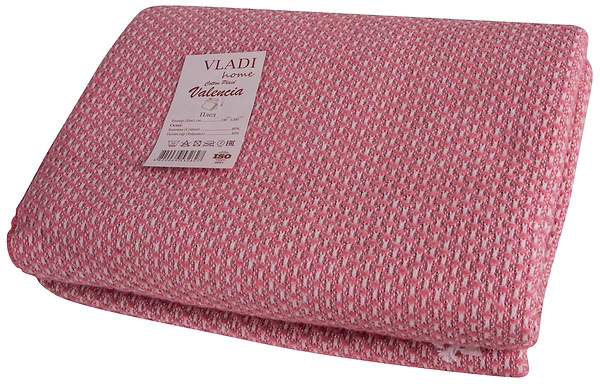 Фото - Плед полуторный Vladi Валенсия Boucle бело-розовый 140х200