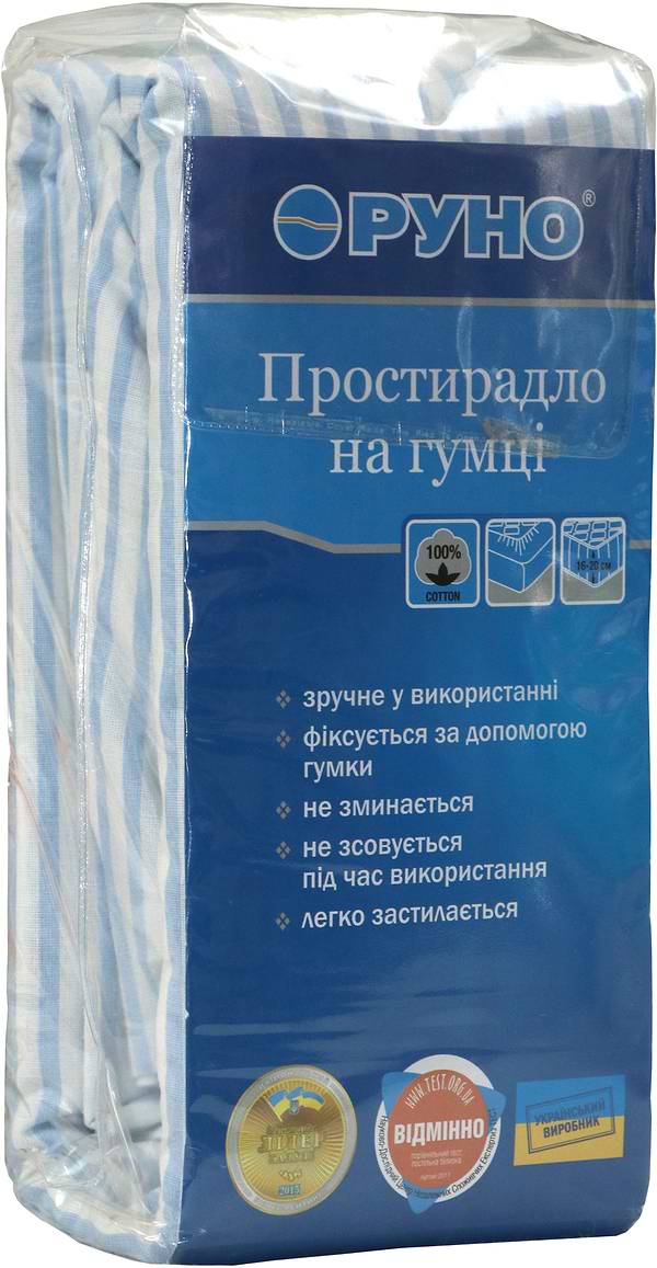 Фото - Простирадло двоспальне Руно 160х200 блакитна смужка бязь (500.114У_блакитний смужка)