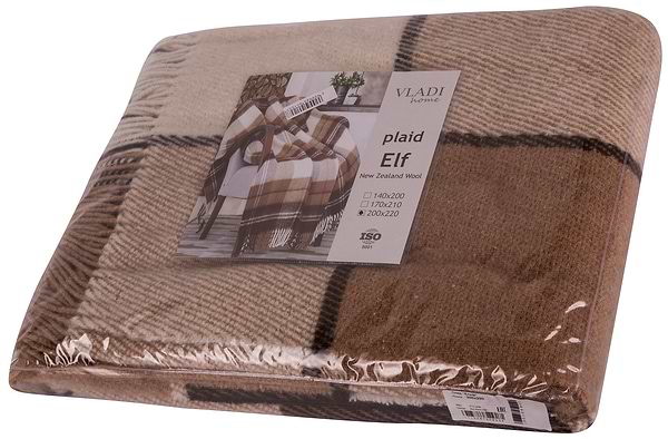 Фото - Плед євро Ельф Liam біло-бежево-коричневий 200х220.