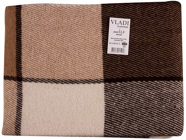 Фото - Плед євро Ельф Liam біло-бежево-коричневий 200х220.