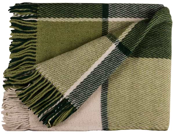 Фото - Плед двуспальный Vladi Эльф Liam бело-салат -т.зеленый 170х210