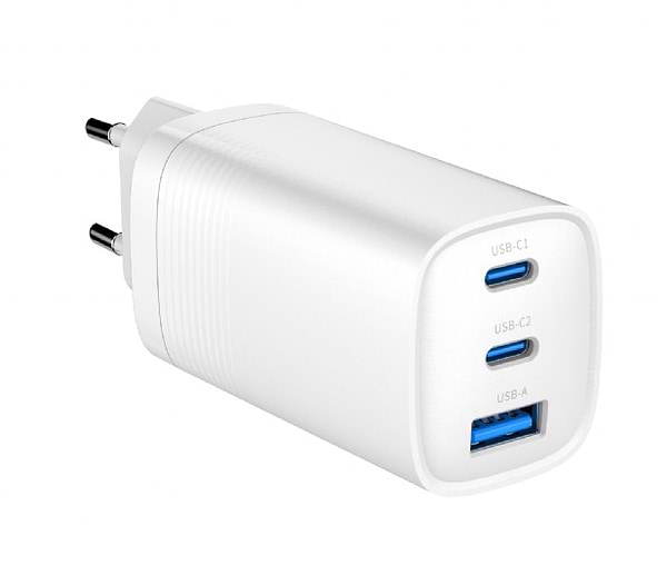 Фото - Мережевий зарядний пристрій Gembird USB-A+2 Type-C PD18W + QC3.0 27W (TA-UC-PDQC65-01-W)