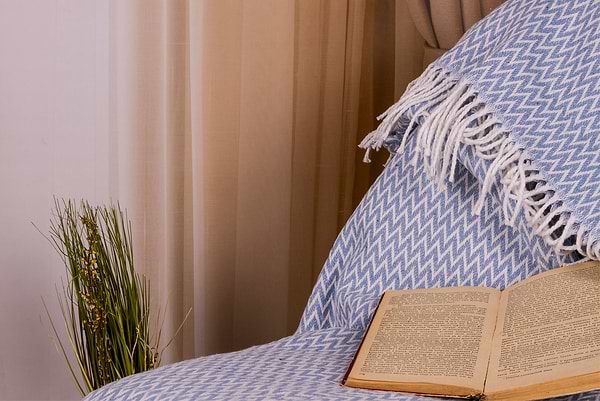 Фото - Плед полуторный Vladi Валенсия Antonio бело-голубой 140х200