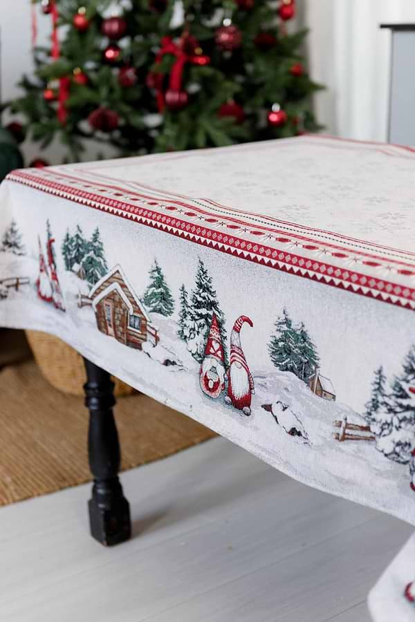Фото - Скатерть прямоугольная Прованс новогодняя Snowfall 135х350 см (041809)
