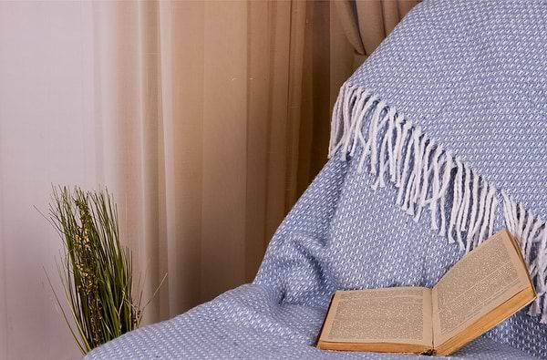 Фото - Плед полуторний Vladi Валенсія Boucle біл-сіро-голубий 140х200