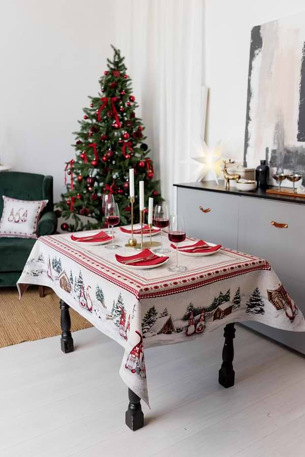 Фото - Скатерть прямоугольная Прованс новогодняя Snowfall 135х350 см (041809)