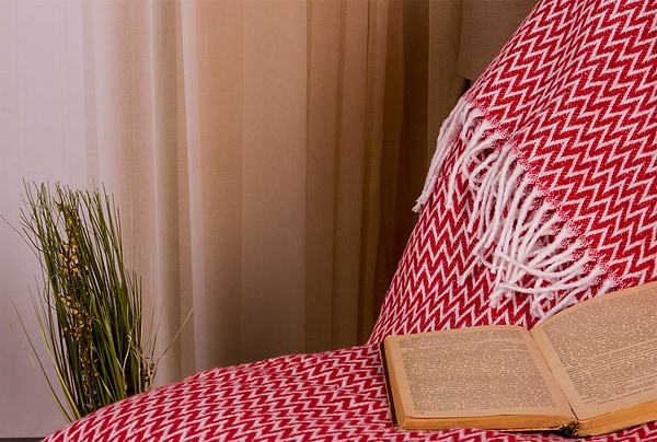 Фото - Плед полуторный Vladi Валенсия Antonio бело-красный 140х200.