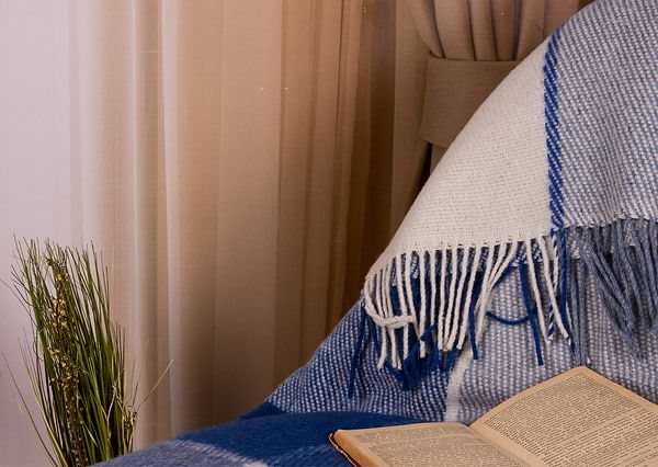 Фото - Плед полуторний Vladi Ельф Liam бел- голубой-т.синий 140х200