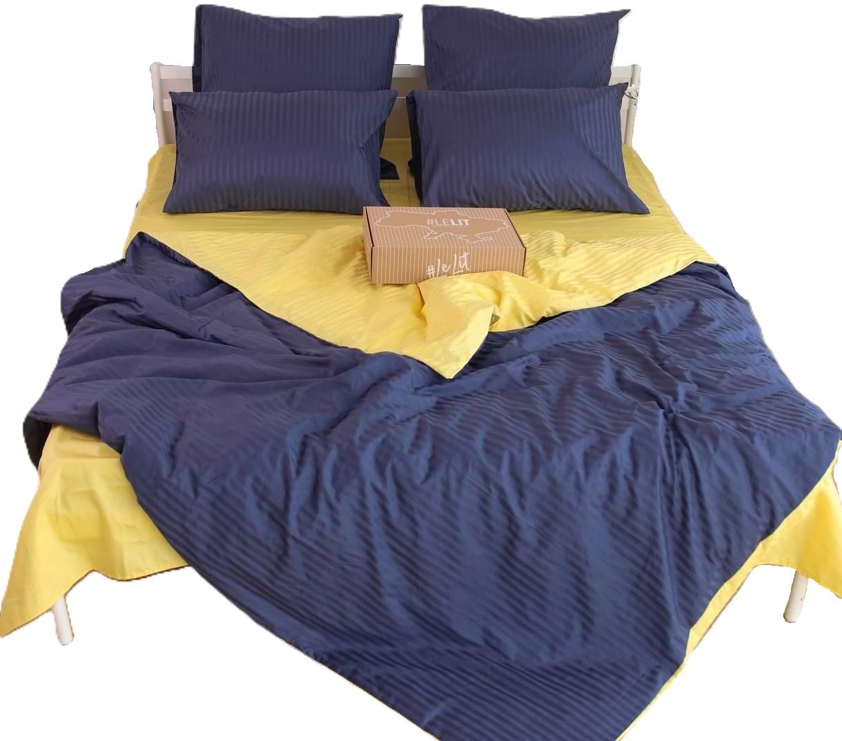 Комплект постельного белья Lelit Сатин Желто-Синий двуспальный SS-3036 (2230)