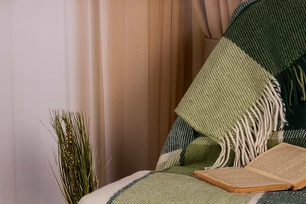 Фото - Плед двуспальный Vladi Эльф Liam бело-салат -т.зеленый 170х210