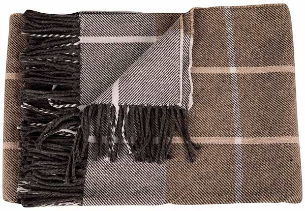 Фото - Плед полуторный Vladi Валенсия Harry бел-дым-песок 140х200