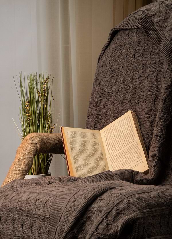 Фото - Плед полуторный Прованс "Глория" косы Шоколад 140х180 (017610)