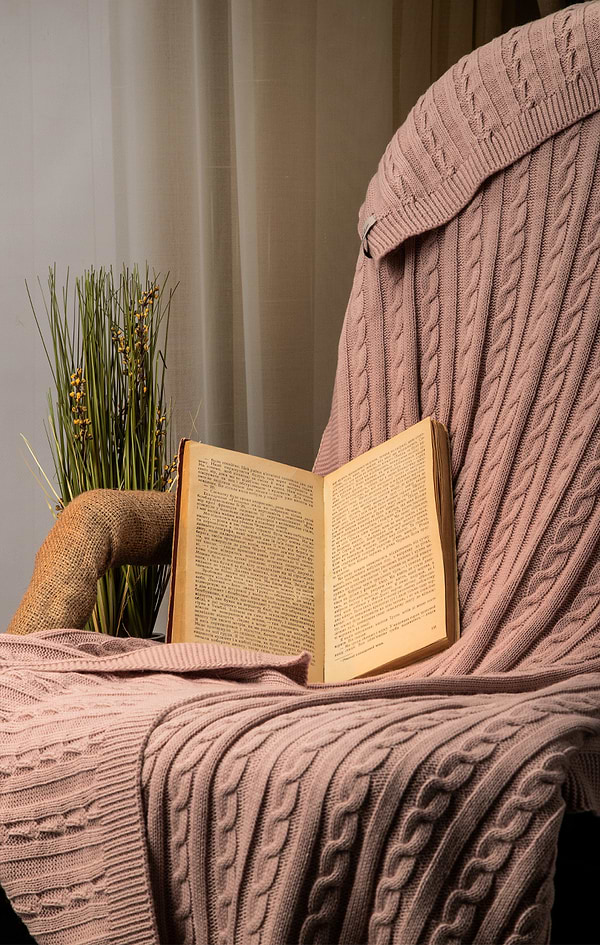 Фото - Плед односпальний Прованс SOFT коси Пудра 90х130 (011686)