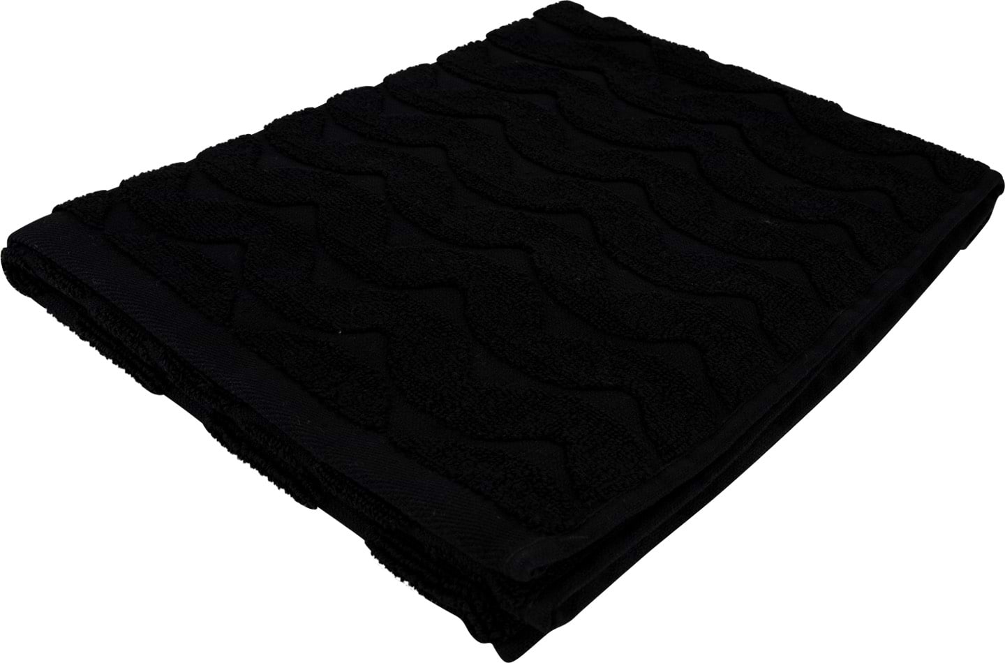 Рушник для обличчя GM Textile махровий жакардовий чорний (зігзаг) 50х90 - Фото 1