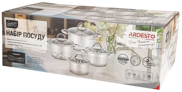 Фото - Набір посуду Ardesto AR1908PS Gemini Gourmet Andria 8 пр.