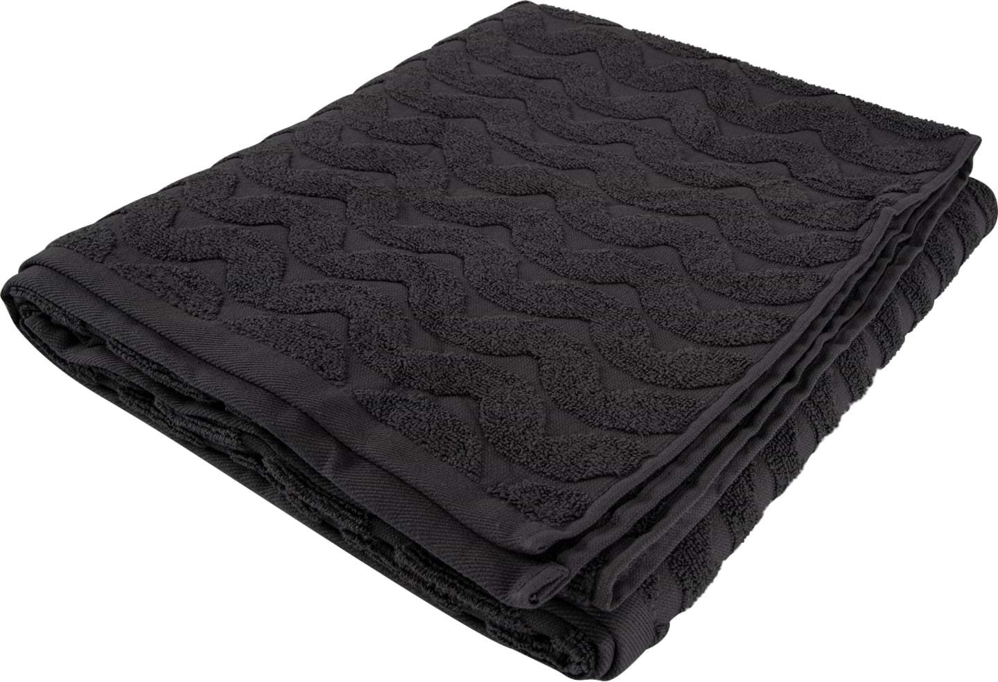 Рушник банний GM Textile махровий жакардовий сірий (зігзаг) 100х150 - Фото 1