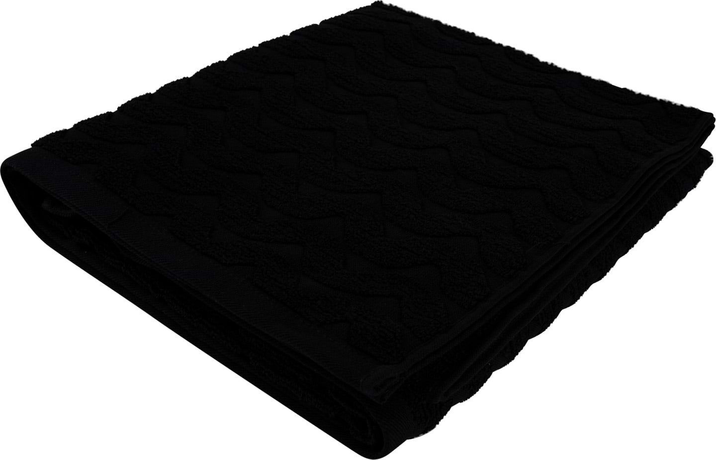 Рушник банний GM Textile махровий жакардовий чорний (зігзаг) 100х150 - Фото 1