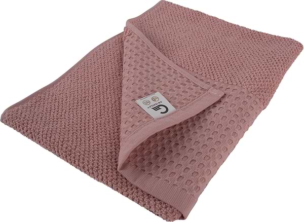 Фото - Рушник для обличчя GM Textile махровий вафельний бордюр світло-кораловий 50х90