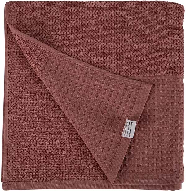 Фото - Рушник банний GM Textile махровий вафельний бордюр світло-теракотовий 70х140
