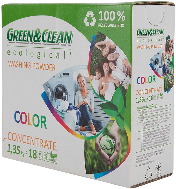 Фото - Пральний порошок Green&Clean Professional д/кольор.речей 1,35 кг., 18 циклів
