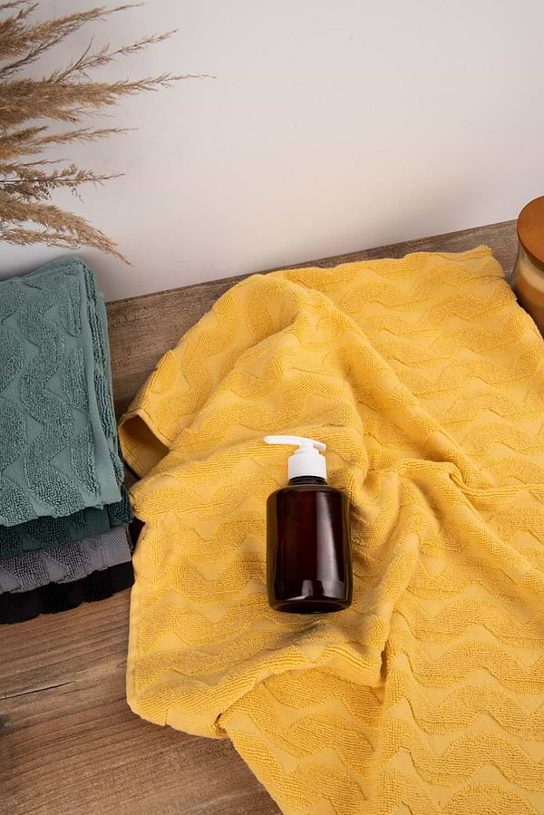 Фото - Рушник для обличчя GM Textile махровий жакардовий жовтий (зігзаг) 50х90